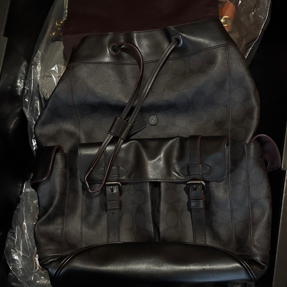 Coach Dark Brown Leather Men's Backpack